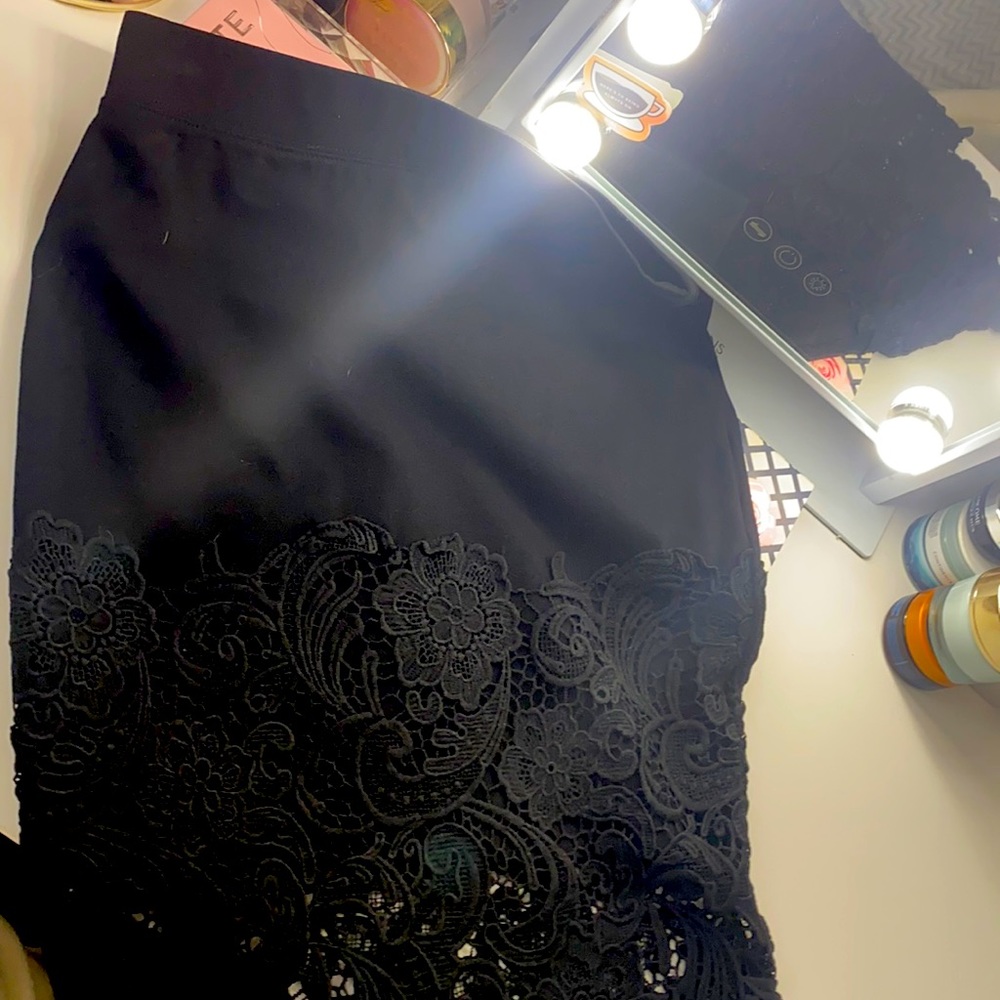 Black lace pencil skirt